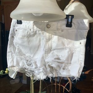 American Eagle white denim shorts